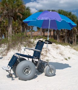 Beach Wheelchair with an umbrella